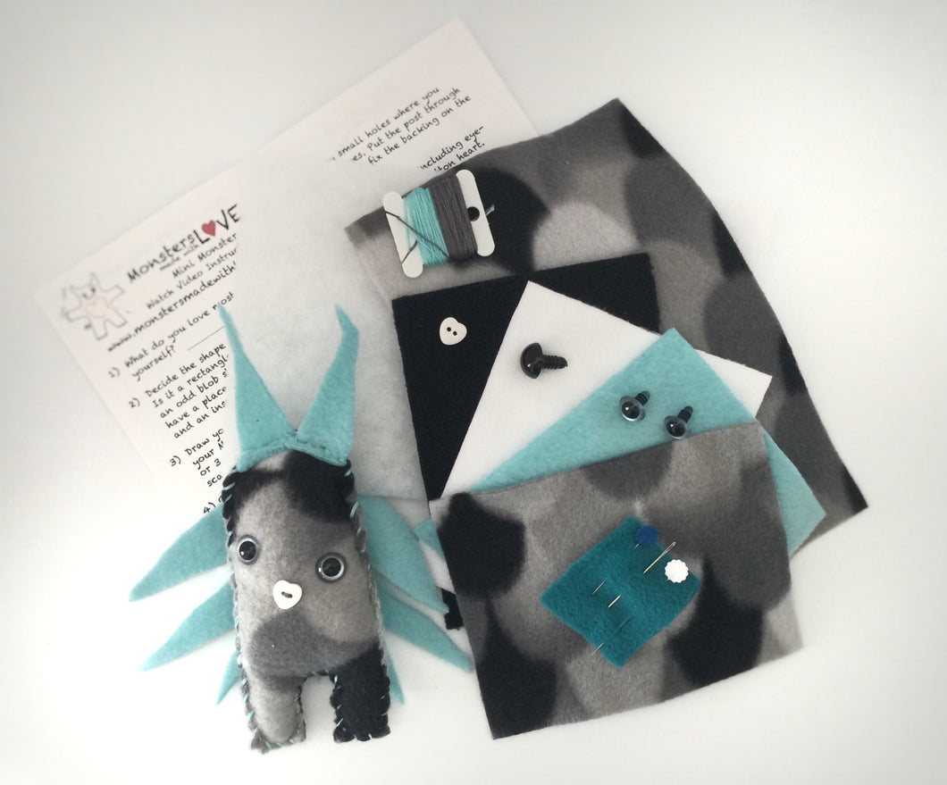 Create Your Own Mini Monster Kit - Gray Scale