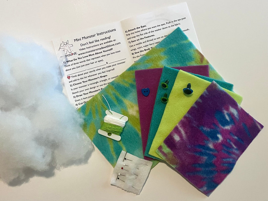 Create Your Own Mini Monster Kit - Teal Tie Dye